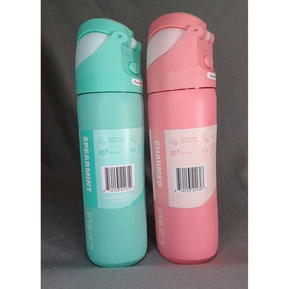 Cirkul StrawSip Flip Water‎ Bottle 26oz Dbl Wall Spearmint & Charmed Lot Of 2